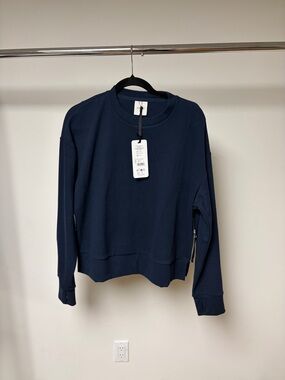 Varley Horton side zip midlayer dark sapphire